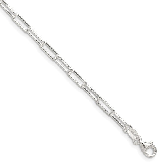 Sterling Silver 3.5mm Paper Clip Bracelet 7" Long