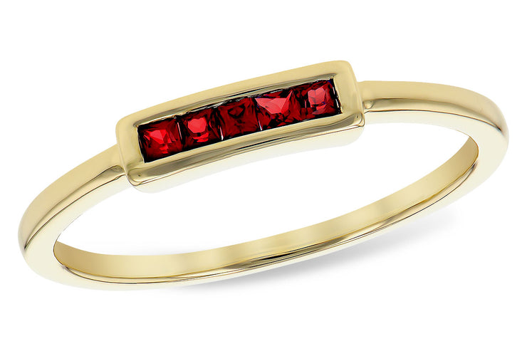 Lady's Yellow 14 Karat Ruby Fashion Ring With 5=0. - Van Drake Jewelers