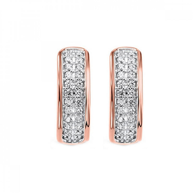 Lady's Rosé 10 Karat Huggie Earrings With 48=0.25T - Van Drake Jewelers