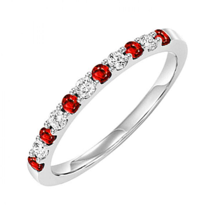 Lady's White 10 Karat Ruby & Diamond Fashion Ring - Van Drake Jewelers