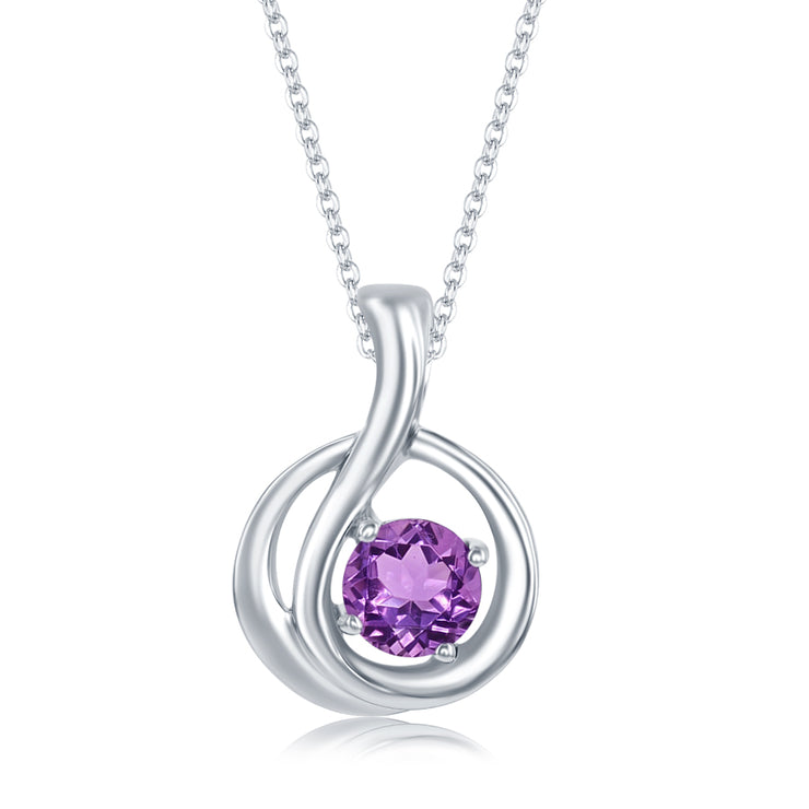 Lady's Sterling Silver Amethyst Necklace - Van Drake Jewelers