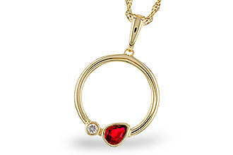 Lady's Yellow 14 Karat Ruby & Diamond Necklace Len