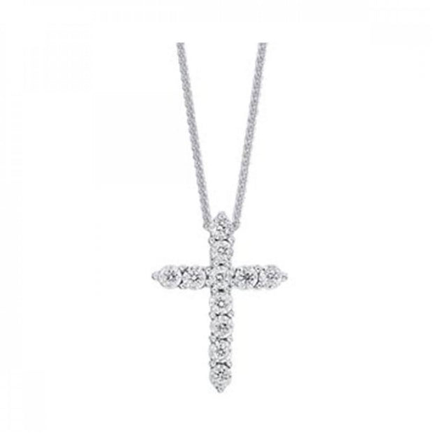 White 10 Karat Tru-Reflection Diamond Cross Pendan - Van Drake Jewelers
