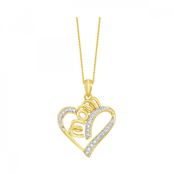 Two-Tone Sterling Silver/10K Mom Heart Pendant/Nec - Van Drake Jewelers