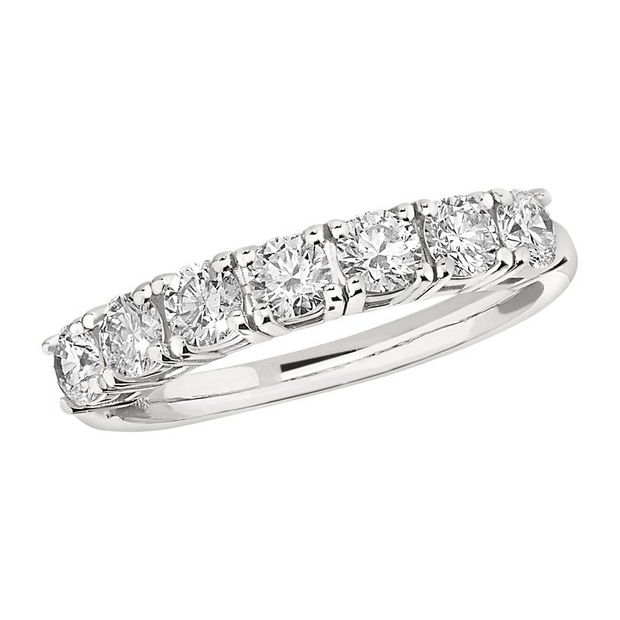 White 14 Karat 7 Stone Ring With 7 = 1.00Tw Round
