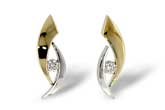 Lady's Two-Tone 14 Karat Fashion Earrings With 2 =