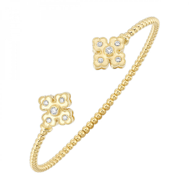 Yellow 14 Karat Flexible Bangle Bracelet With 10=0