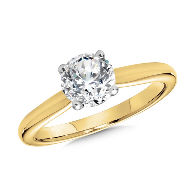 Yellow 14 Karat Solitaire Ring With One = 1.00Ct R