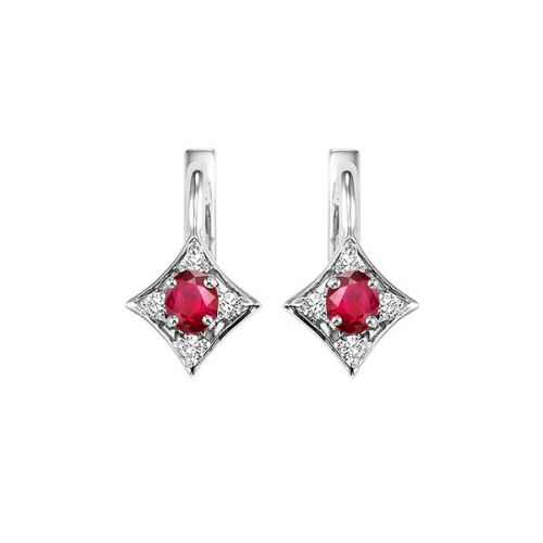 White 14 Karat Ruby & Diamond Earrings With 2=0.30 - Van Drake Jewelers