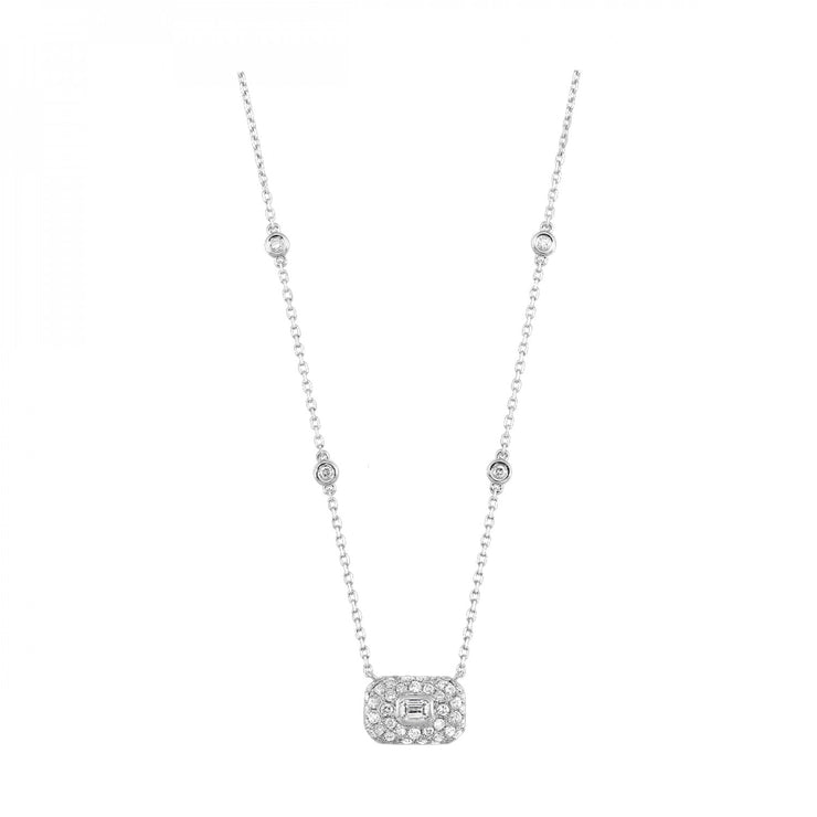 White 14 Karat Pendant/Necklace With One 0.20Ct Em - Van Drake Jewelers