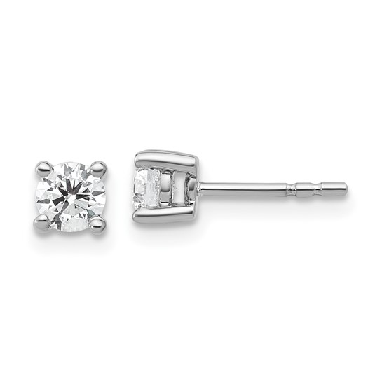 Lady's White 14 Karat 4 Prong Stud Earrings With 2