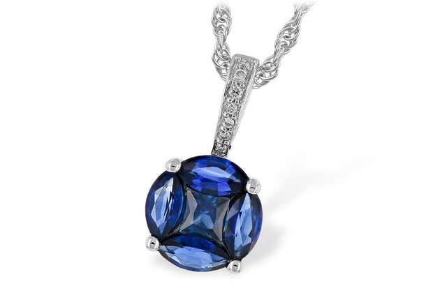 Lady's White 14 Karat Sapphire & Diamond Necklace - Van Drake Jewelers