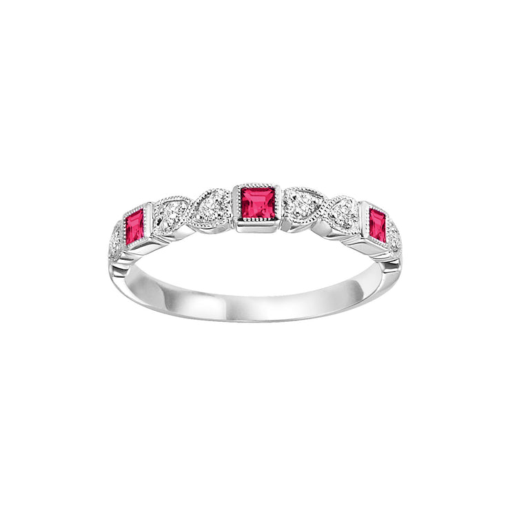 Lady's Rosé 10 Karat Ruby & Diamond Mixable Fashio - Van Drake Jewelers