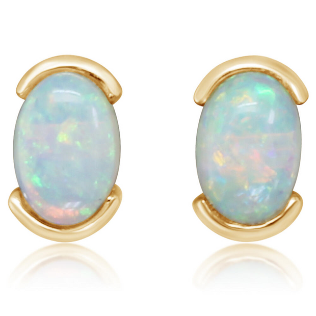 Yellow 14 Karat Australian Opal Earrings With 2 =