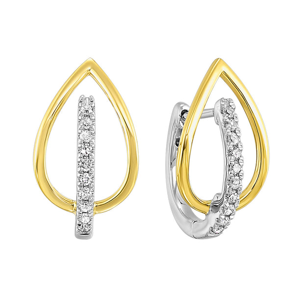 Lady's Two-Tone 10 Karat Earrings With 20=0.12Tw R