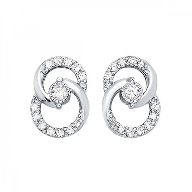 Lady's White 14 Karat Earrings With 26=0.25Tw Roun - Van Drake Jewelers