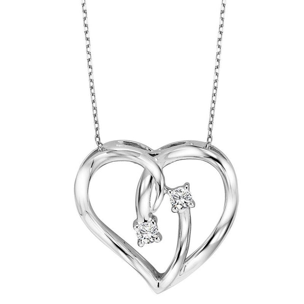 Sterling Silver TWOgether Heart Pendant/Necklace L