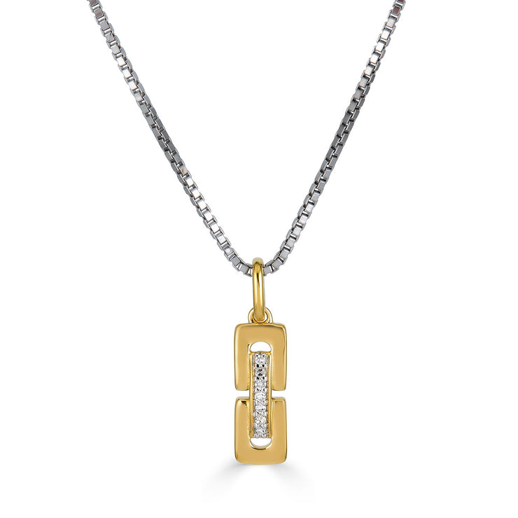 Yellow Sterling Silver Diamond Pendant/Necklace Wi - Van Drake Jewelers