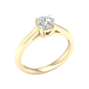 Yellow 14 Karat Cathedral Solitaire Ring With One