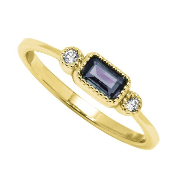Yellow 10 Karat Ring With One = 5.00X3.00Mm Emeral