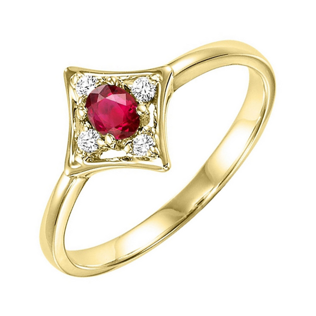 Lady's Yellow 14 Karat Ruby & Diamond Fashion Ring