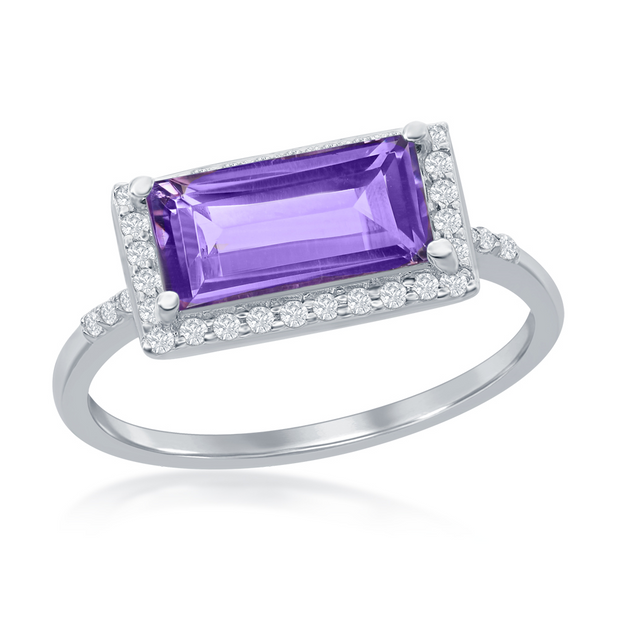 Sterling Silver Amethyst & White Topaz Ring