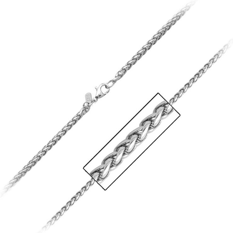 Stainless Steel 3.4Mm Round Wheat Chain 24" Long