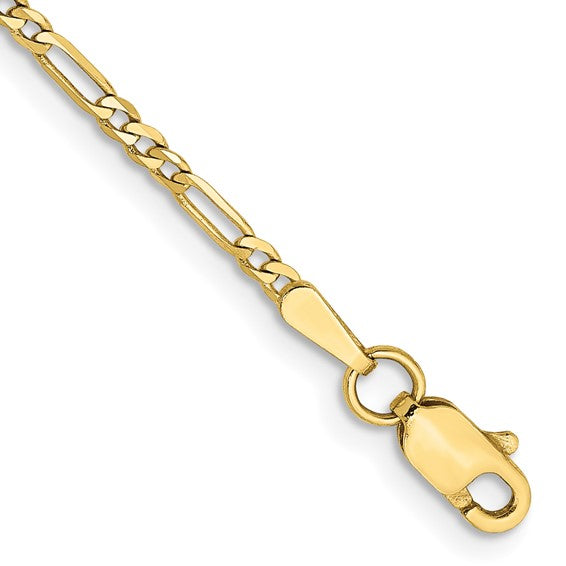 Yellow 10 Karat 1.75Mm Flat Figaro Bracelet - Van Drake Jewelers