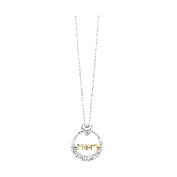 Two-Tone Sterling Silver/10K Mom Pendant/Necklace