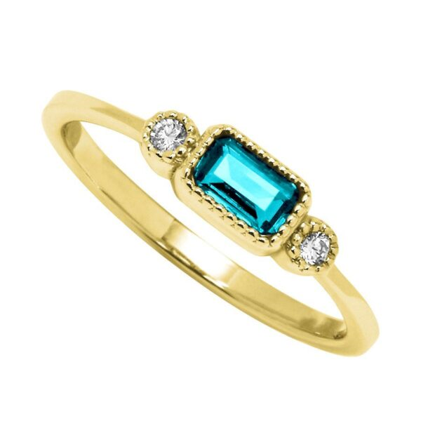 Yellow 10 Karat Ring With One = 5.00X3.00Mm Emeral