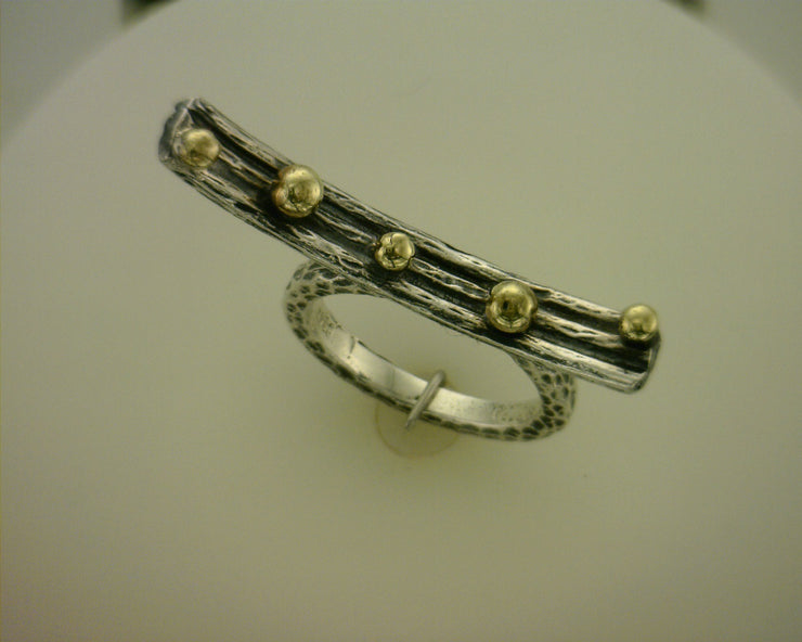 Two-Tone Sterling Silver Bronze Bead Balance Ring - Van Drake Jewelers