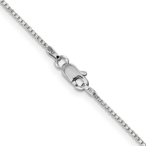 White 14 Karat 1 Mm Box Chain Length 18 - Van Drake Jewelers