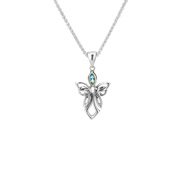 Lady's Sterling Silver/10K Small Guardian Angel Wi - Van Drake Jewelers