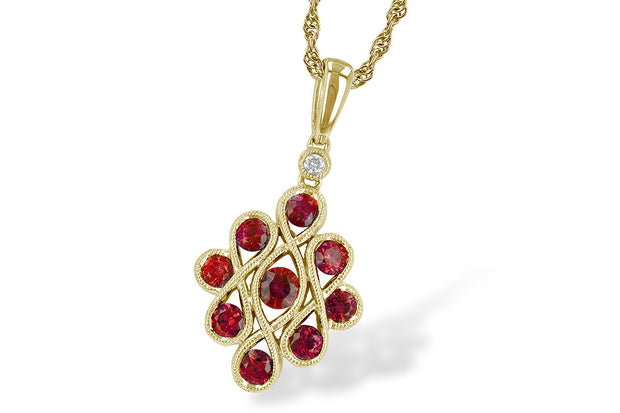 Lady's Yellow 14 Karat Ruby Necklace Length 18 Wit