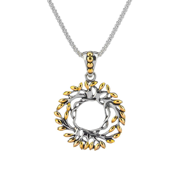 Sterling Silver/18K Small Round Tree Of Life Penda