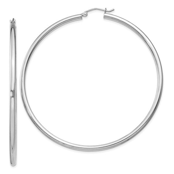 Sterling Silver 2.5Mm X 65Mm Tubular Hoop Earrings - Van Drake Jewelers