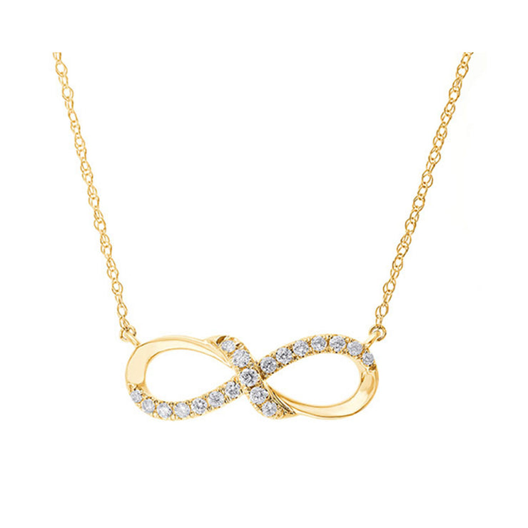 Yellow 10 Karat Infinity Pendant/Necklace With 19= - Van Drake Jewelers
