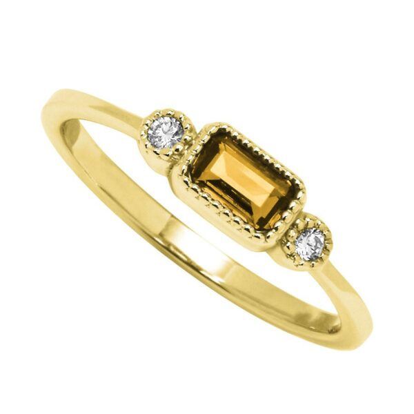Yellow 10 Karat Ring With One = 5.00X3.00Mm Emeral