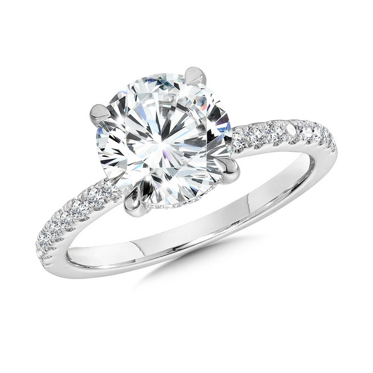 White 14 Karat Hidden Halo Ring With One = 2.03Ct