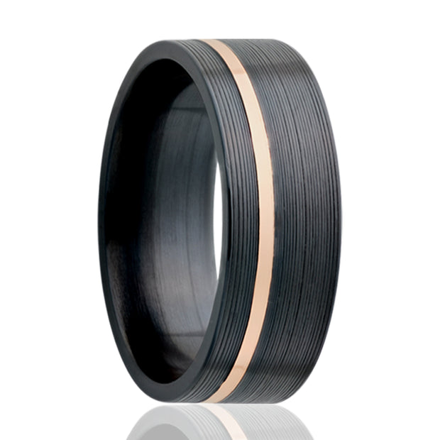 Gent's Two-Tone Zirconium Ring Size 9 Style: 14K R - Van Drake Jewelers