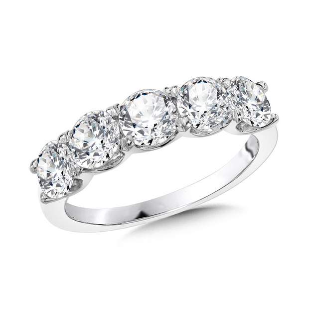 White 14 Karat 5 Stone Ring With 5 = 2.00Tw Round