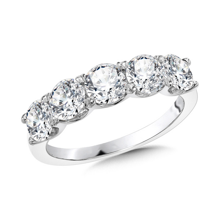 White 14 Karat 5 Stone Ring With 5 = 2.00Tw Round