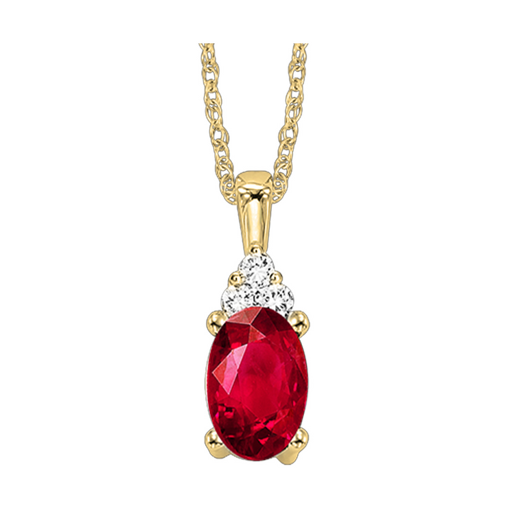 Lady's Yellow 10 Karat Ruby & Diamond Necklace Len