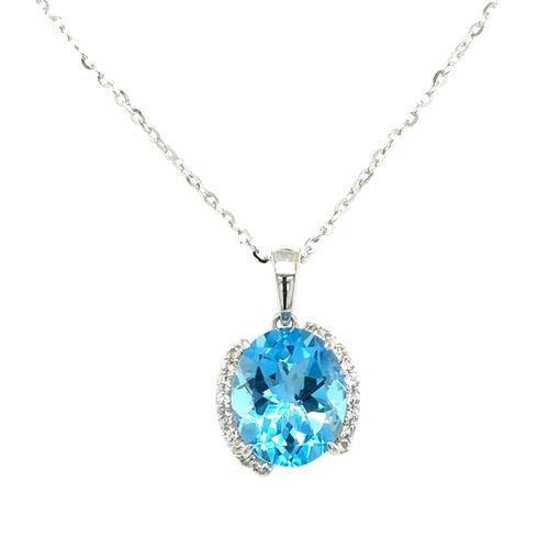 Sterling Silver Blue & White Topaz Necklace