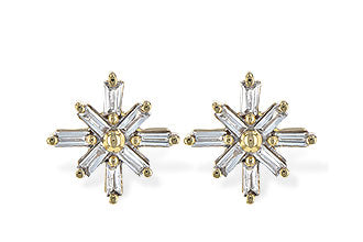 Lady's Yellow 14 Karat Snowflake Earrings With 16