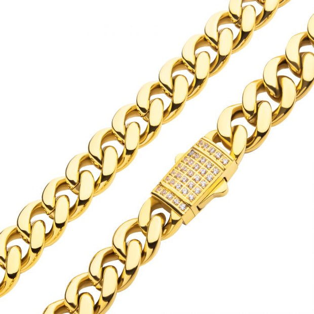 Stainless Steel 8Mm 18K Gold Ip Miami Cuban Chain - Van Drake Jewelers