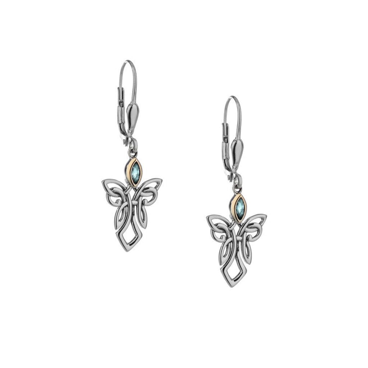 Sterling Silver/10K Guarding Angel With Blue Topaz