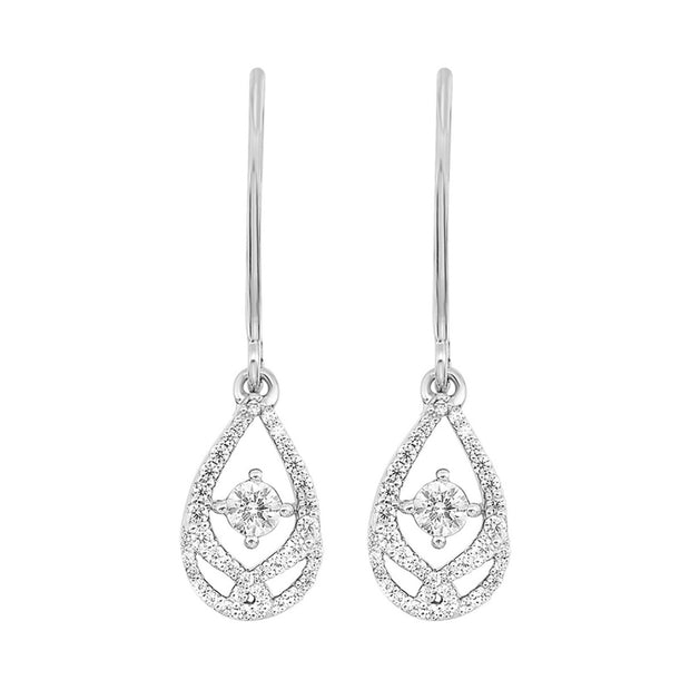 Lady's Sterling Silver Earrings With 44=0.25Tw Rou