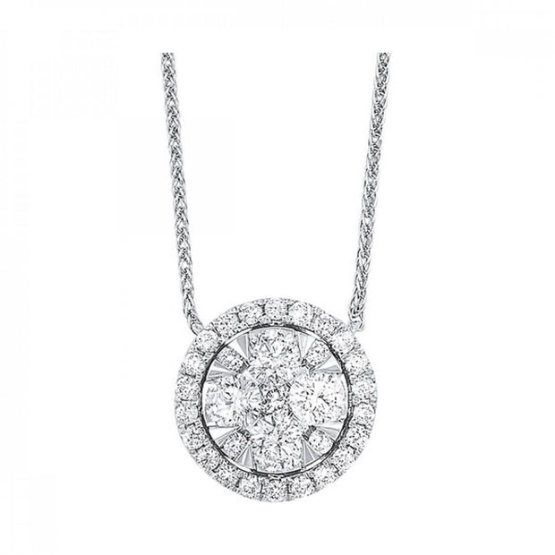 White 14 Karat Star Bright Round Pendant/Necklace - Van Drake Jewelers