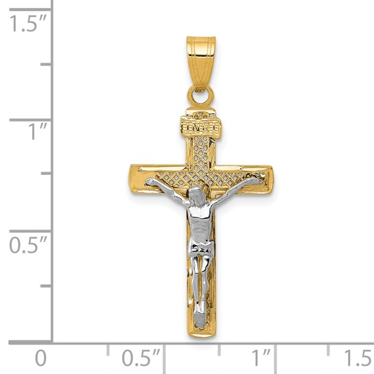 Two-Tone 10 Karat Diamond-Cut Lattice Crucifix Pen